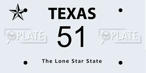 51 Texas License Plate
