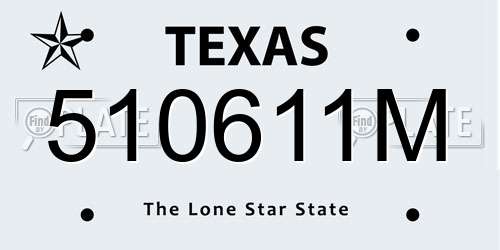 510611M Texas License Plate