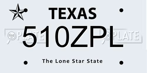 510ZPL Texas License Plate