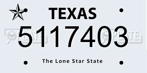 5117403 Texas License Plate