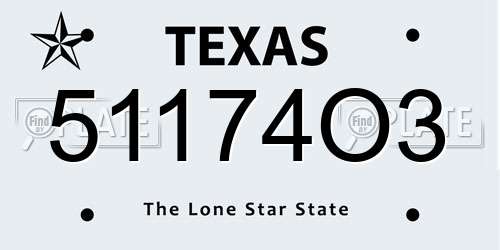 51174O3 Texas License Plate