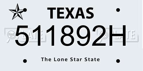 511892H Texas License Plate