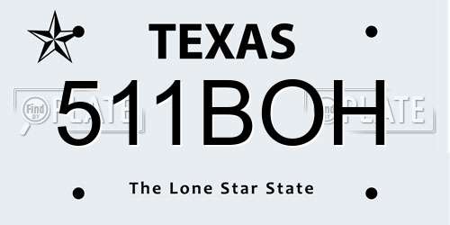 511BOH Texas License Plate