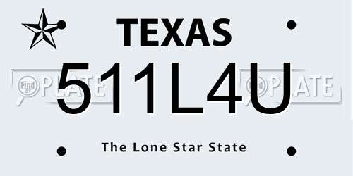 511L4U Texas License Plate