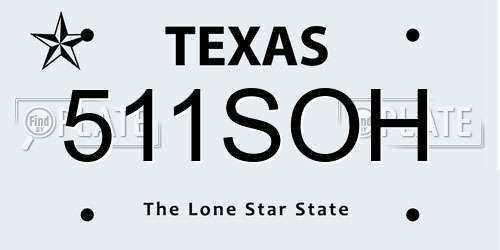 511SOH Texas License Plate
