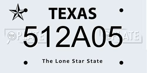 512A05 Texas License Plate