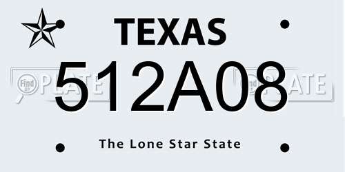 512A08 Texas License Plate