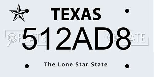 512AD8 Texas License Plate