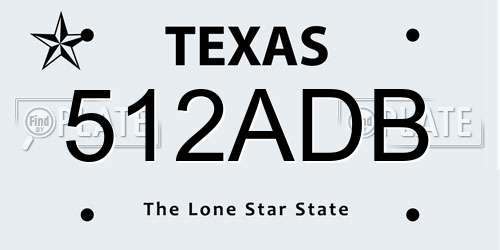 512ADB Texas License Plate