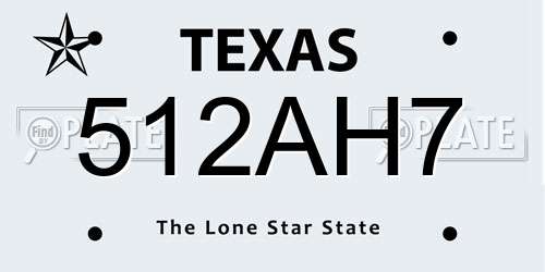 512AH7 Texas License Plate
