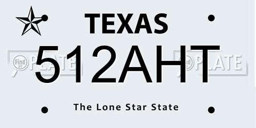 512AHT Texas License Plate