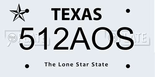 512AOS Texas License Plate