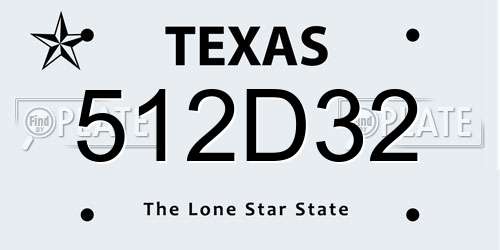 512D32 Texas License Plate