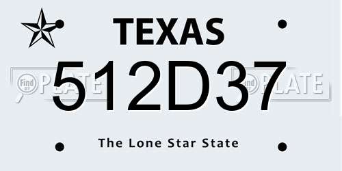 512D37 Texas License Plate