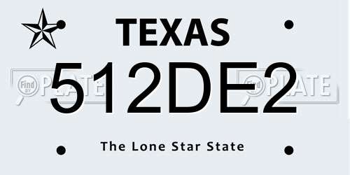 512DE2 Texas License Plate