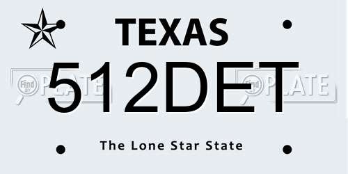 512DET Texas License Plate