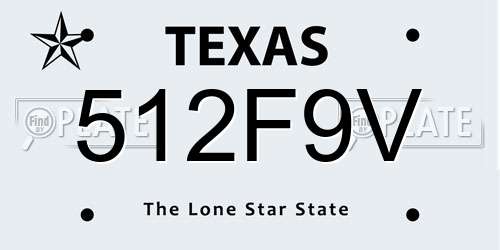 512F9V Texas License Plate