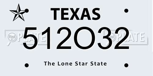 512O32 Texas License Plate