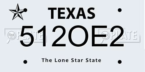 512OE2 Texas License Plate