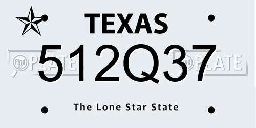 512Q37 Texas License Plate