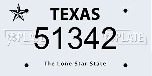 51342 Texas License Plate
