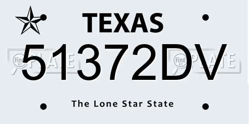 51372DV Texas License Plate