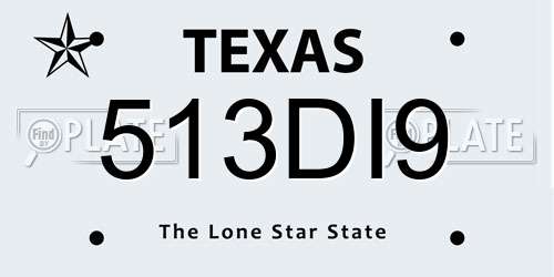 513DI9 Texas License Plate