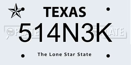 514N3K Texas License Plate
