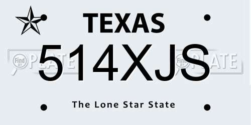 514XJS Texas License Plate