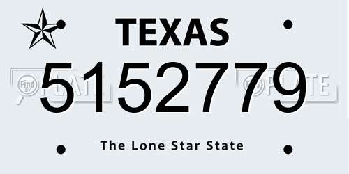 5152779 Texas License Plate