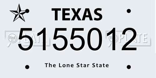 5155012 Texas License Plate