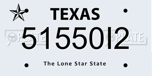 51550I2 Texas License Plate
