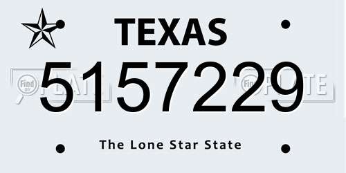 5157229 Texas License Plate