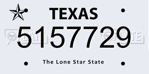 5157729 Texas License Plate