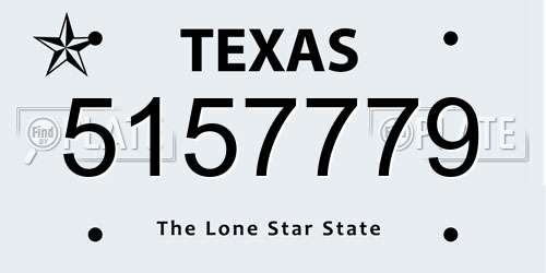 5157779 Texas License Plate