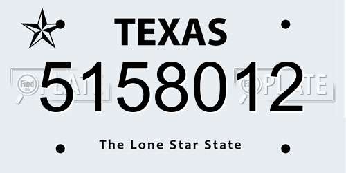 5158012 Texas License Plate