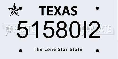 51580I2 Texas License Plate