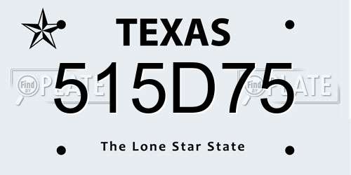 515D75 Texas License Plate