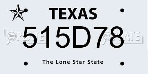515D78 Texas License Plate