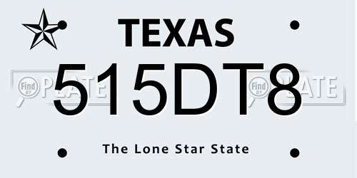 515DT8 Texas License Plate