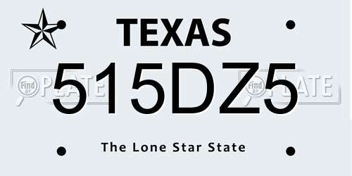 515DZ5 Texas License Plate