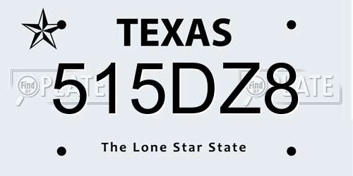 515DZ8 Texas License Plate