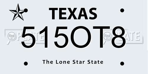 515OT8 Texas License Plate