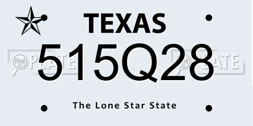 515Q28 Texas License Plate