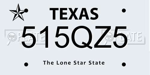 515QZ5 Texas License Plate