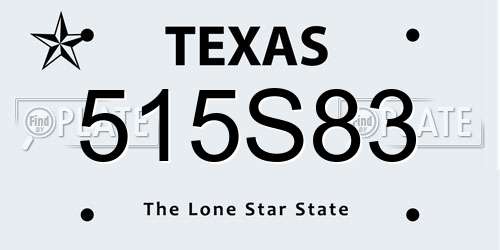 515S83 Texas License Plate
