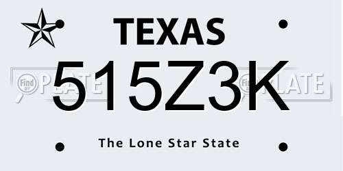 515Z3K Texas License Plate