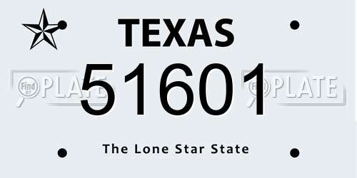 51601 Texas License Plate