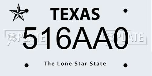 516AA0 Texas License Plate