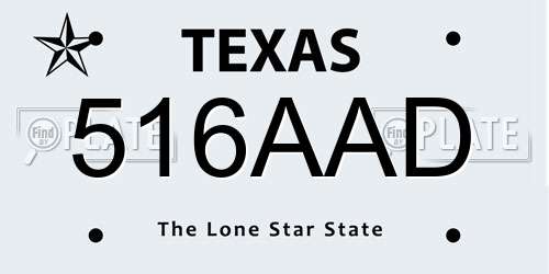 516AAD Texas License Plate